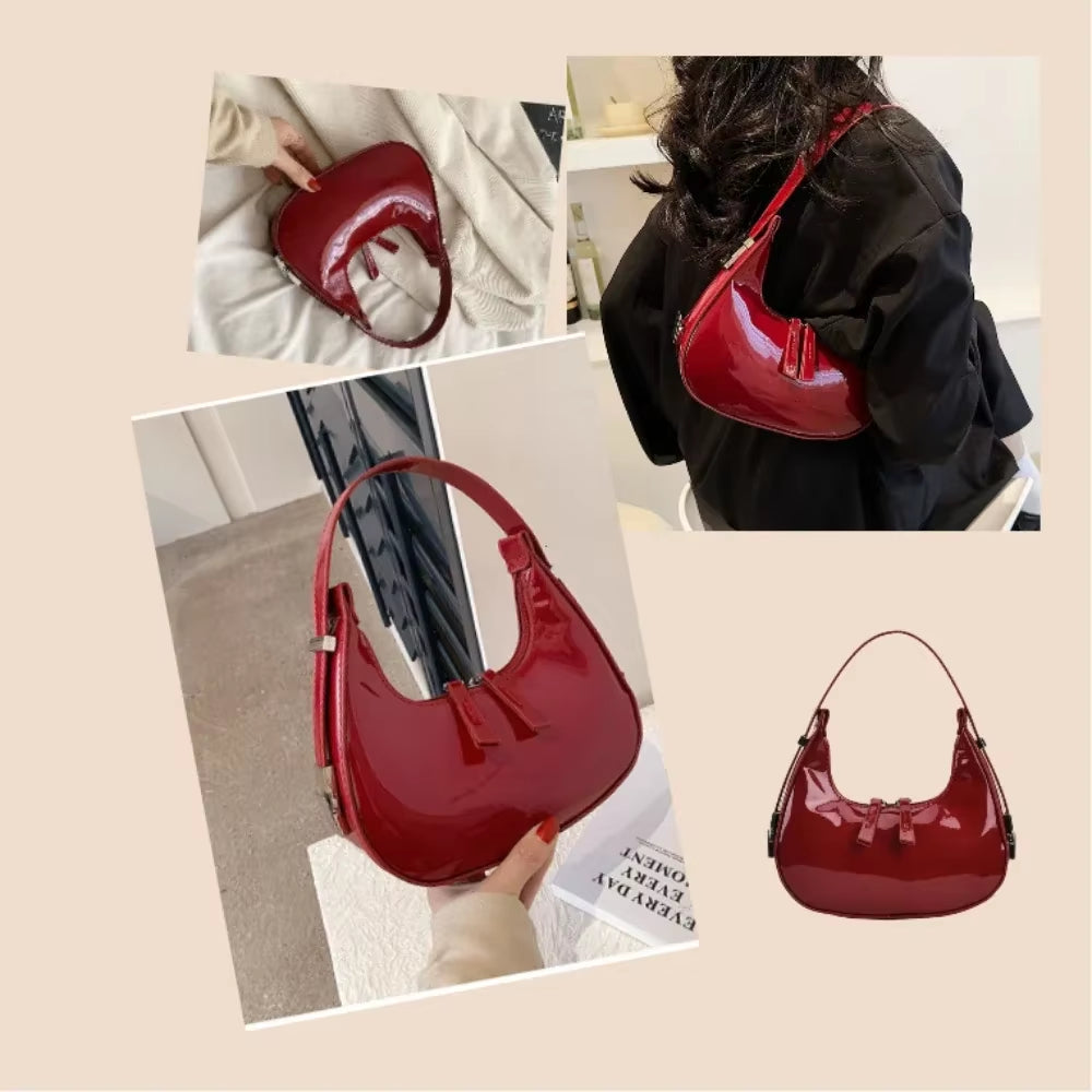 2024 New Moon Bags PU Leather Armpit Shoulder Purse Vintage Small Shoulder Bag for Women Girls Summer Handbag Luxury Shopper Bag