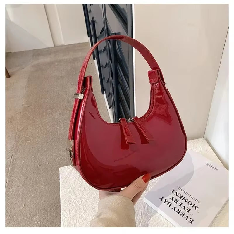 2024 New Moon Bags PU Leather Armpit Shoulder Purse Vintage Small Shoulder Bag for Women Girls Summer Handbag Luxury Shopper Bag