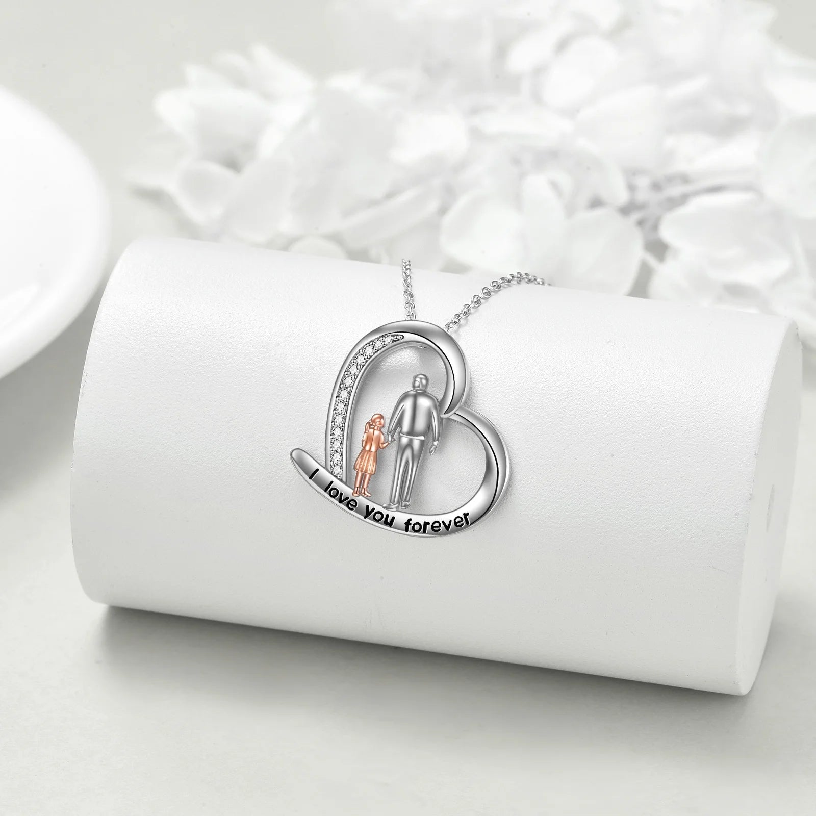 Valentines Day Gifts for Her Father Daughter Heart Pendant Necklace Sterling Silver Always My Daughter Forever My Friend Necklace Valentines Gifts for Daughter