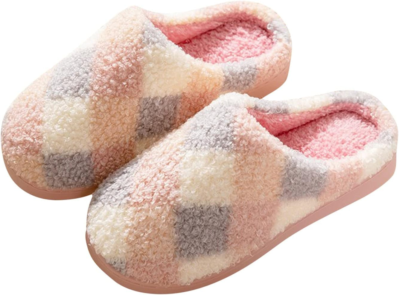 House Slippers for Women Cozy Plush Comfy Warm Slide on House Slipper Memory Foam Slip-On Indoor Outdoor Home Slipper