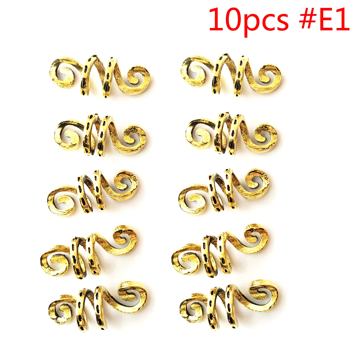 5Pcs Golden Silver Viking Spiral Charms Hair Tubes Braid Dread Dreadlock Beads Clips Cuffs Rings Jewelry Hair Accessories Woman