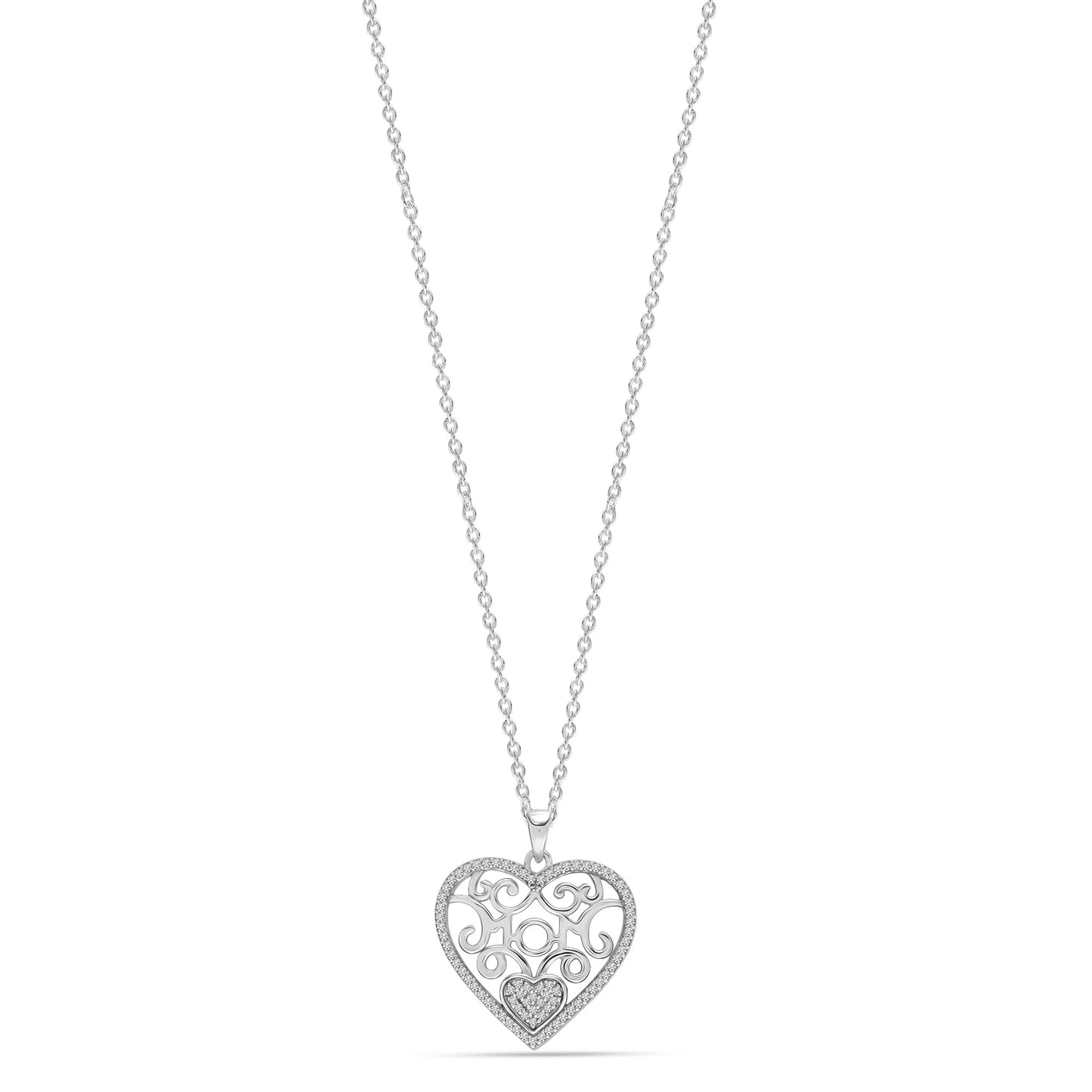 925 Sterling Silver Inspiration Engraved Necklace I-Love-You To-The-Moon-And-Back Heart Pendant with Chain Jewelry Gifts for Women and Teen 18+2" Inch