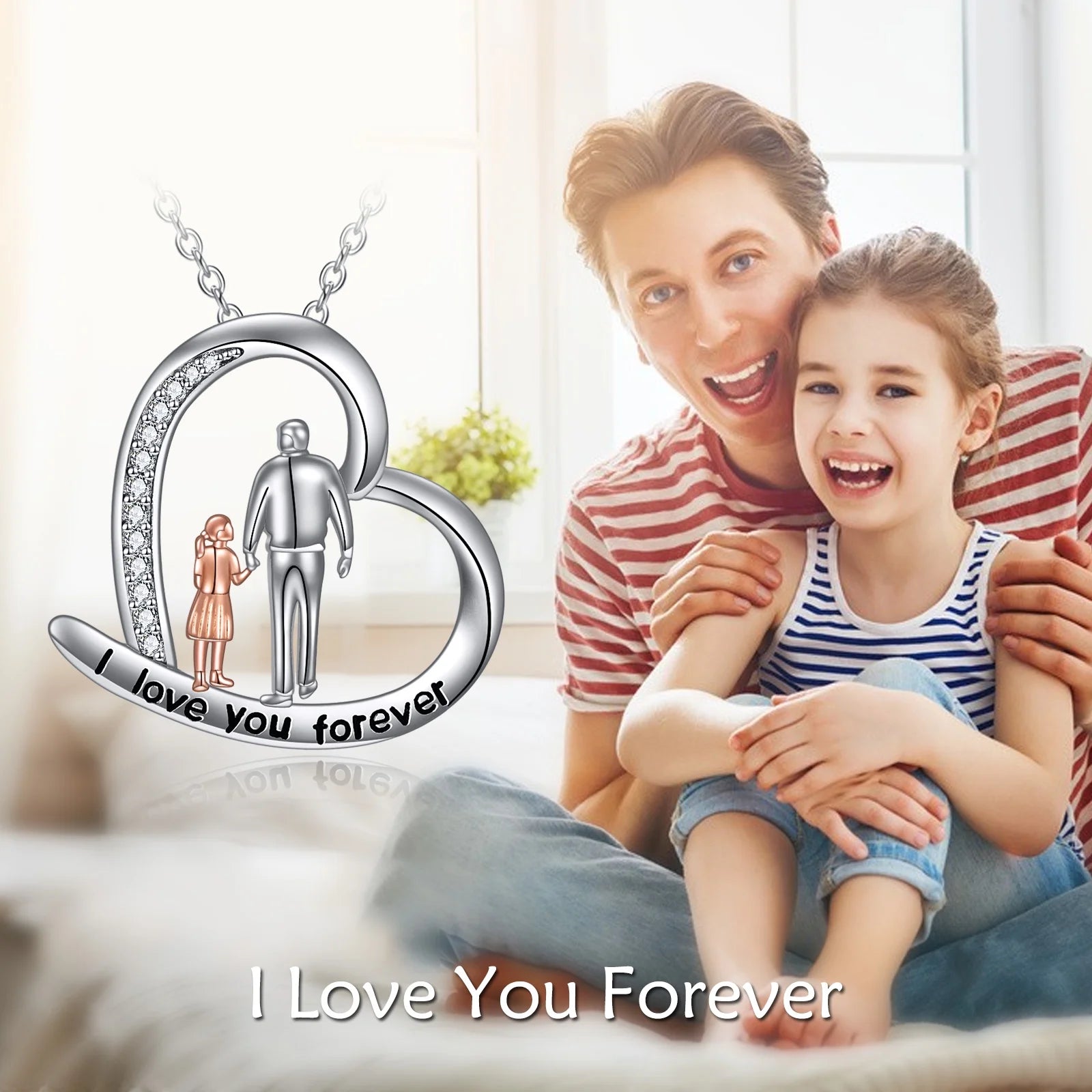 Valentines Day Gifts for Her Father Daughter Heart Pendant Necklace Sterling Silver Always My Daughter Forever My Friend Necklace Valentines Gifts for Daughter