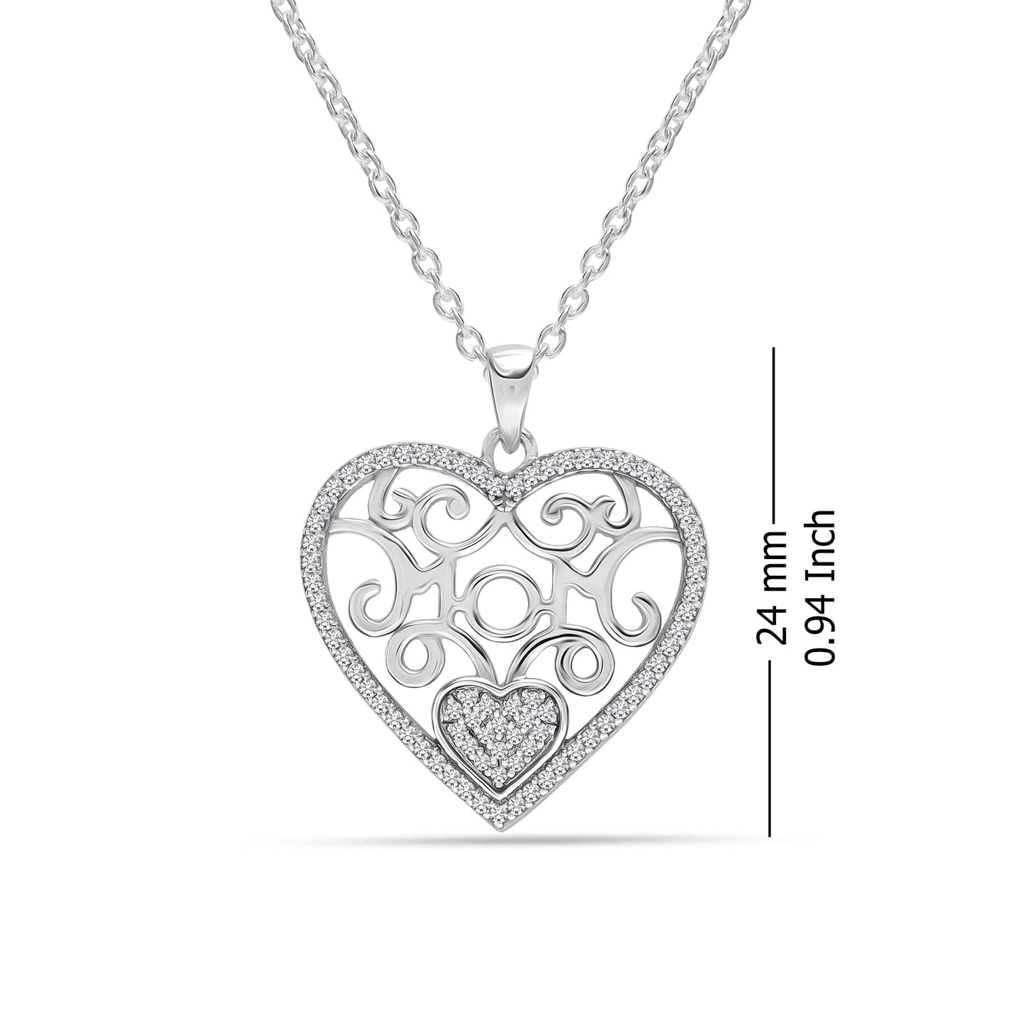 925 Sterling Silver Inspiration Engraved Necklace I-Love-You To-The-Moon-And-Back Heart Pendant with Chain Jewelry Gifts for Women and Teen 18+2" Inch